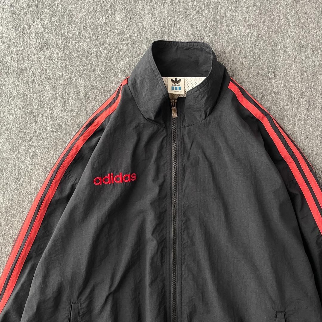 90s adidas デザインジャケット 刺繍ロゴ デサント XO ワンポイント
