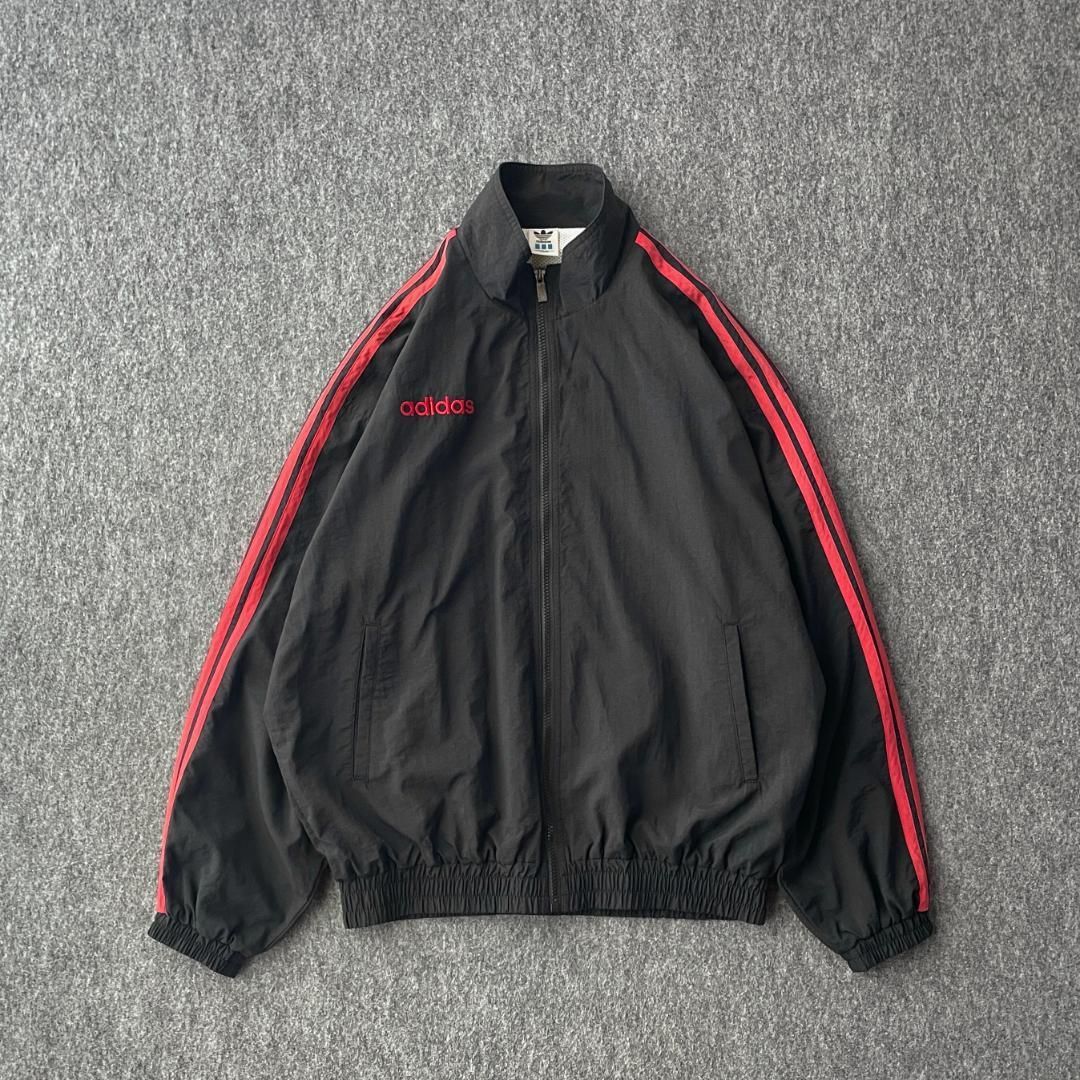 90s adidas デザインジャケット 刺繍ロゴ デサント XO ワンポイント