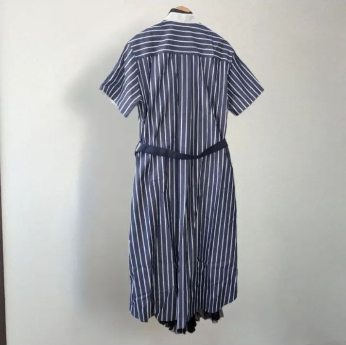 sacai サカイ ドッキング プリーツ ワンピース ブラック × ネイビー