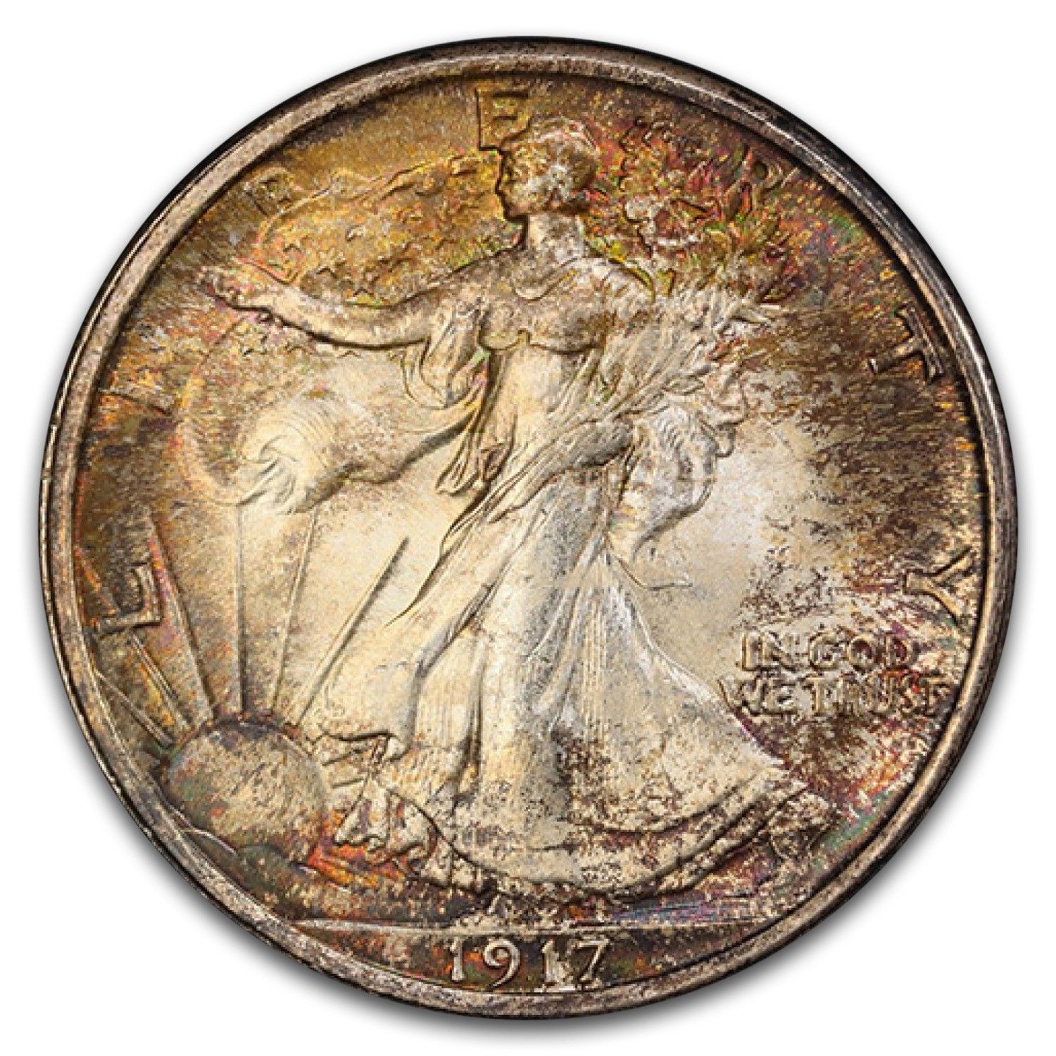 1917年ウォーキング・リバティ・ハーフダラー MS-65 PCGS CAC (Td