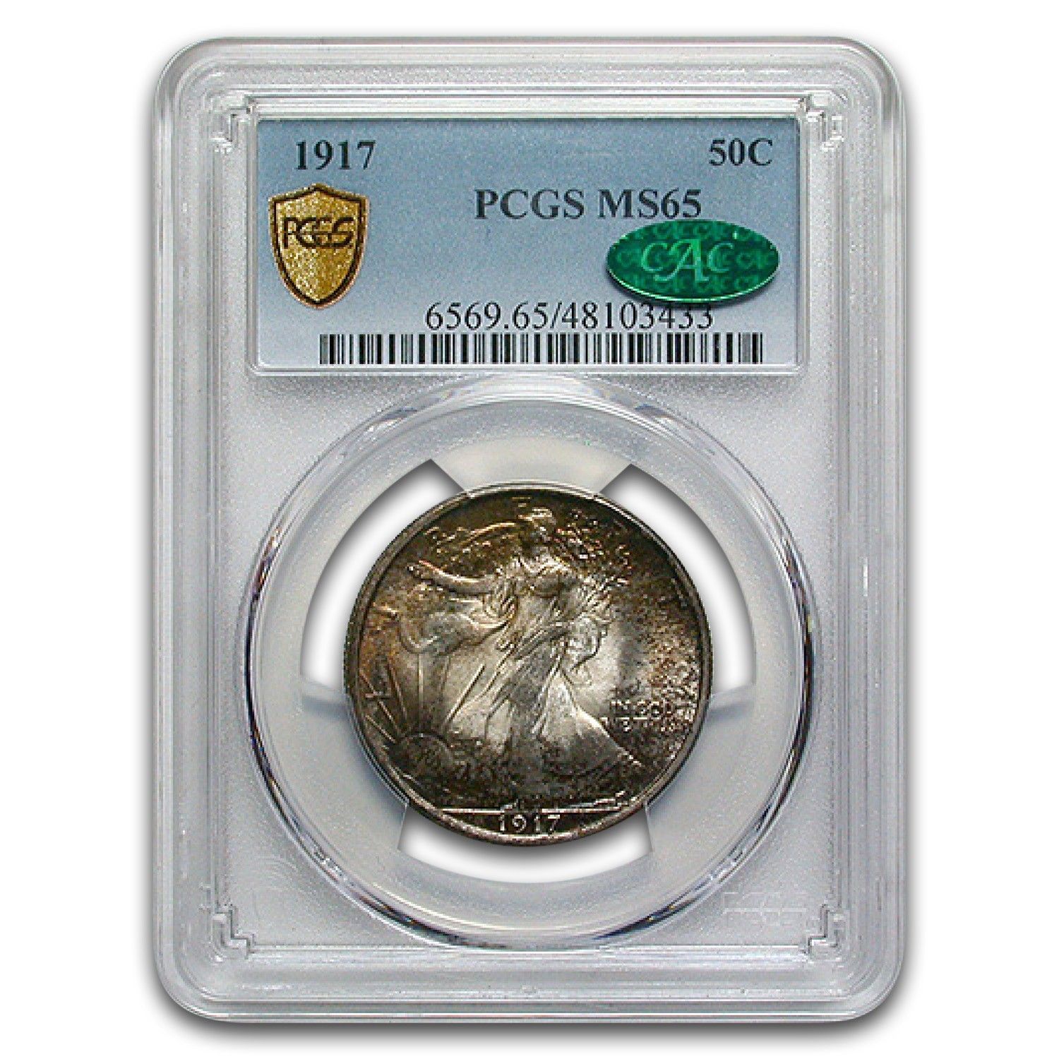 1917年ウォーキング・リバティ・ハーフダラー MS-65 PCGS CAC (Td
