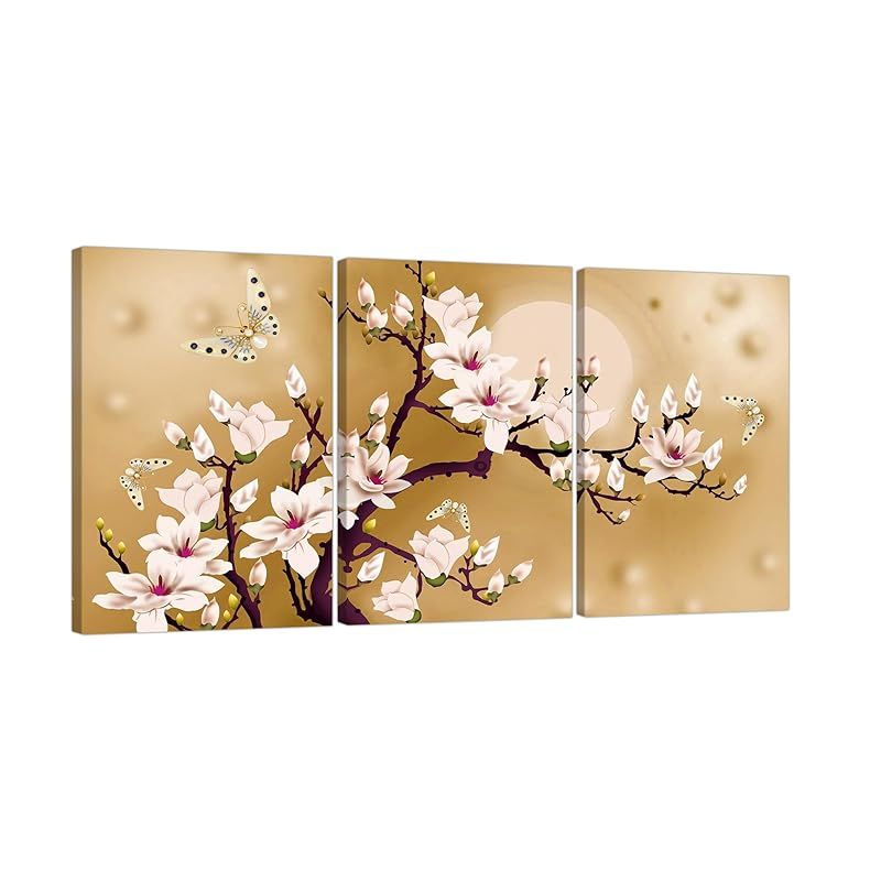 新品】 アートパネル 3枚 花蝶 ポスター 花の背景絵画 部屋装飾絵画