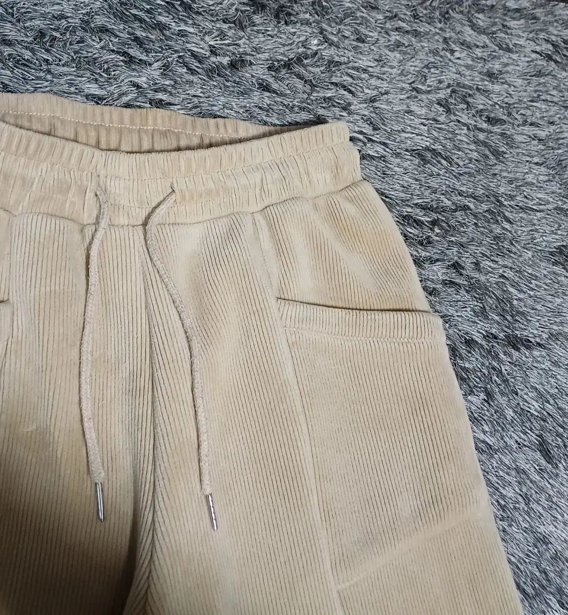 ベージュ 起毛 コーデュロイ ジョガー パンツ フリーサイズ レディース