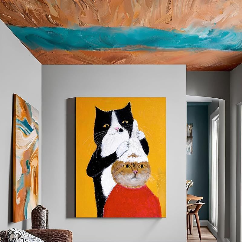 新品】 猫 ポスター イラスト 絵画 漫画 アートパネル 動物 かわいい