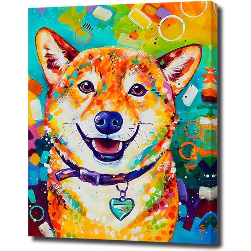 新品】 アートパネル 犬 柴犬 動物 W50cm H70cm アートフレーム 絵画