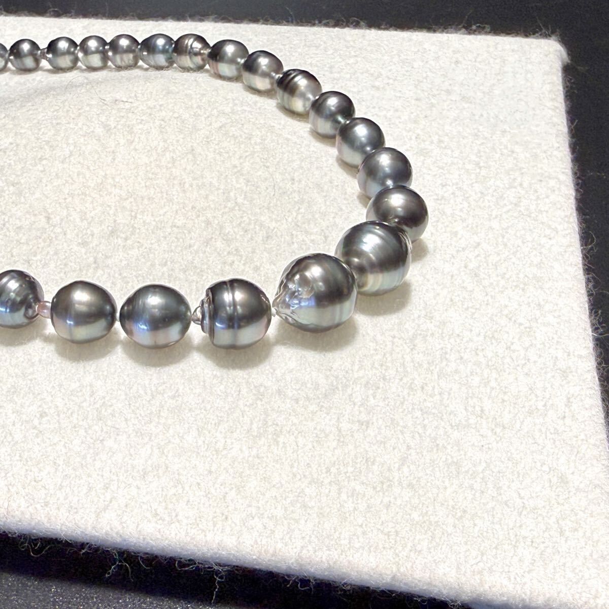 オーロラ級 黒蝶真珠 南洋パール ネックレス 8.0〜14.0㎜ 45㎝ 60.6g