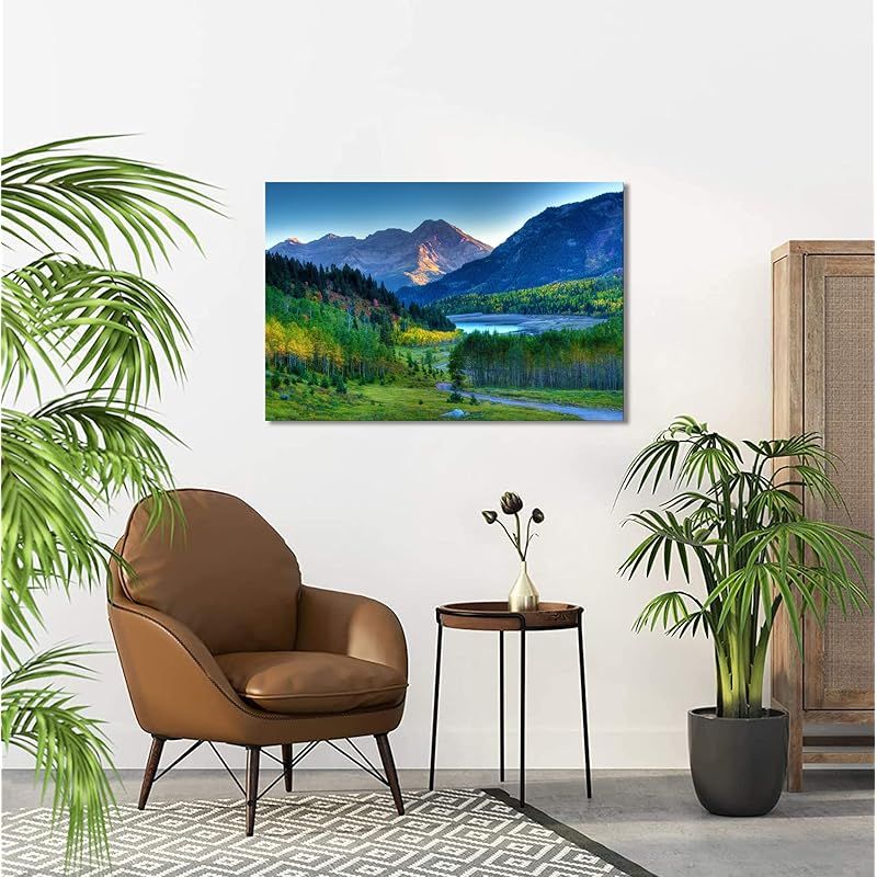 新品】 山 森 アートパネル 森林 緑色 自然風景 ポスター 風景画