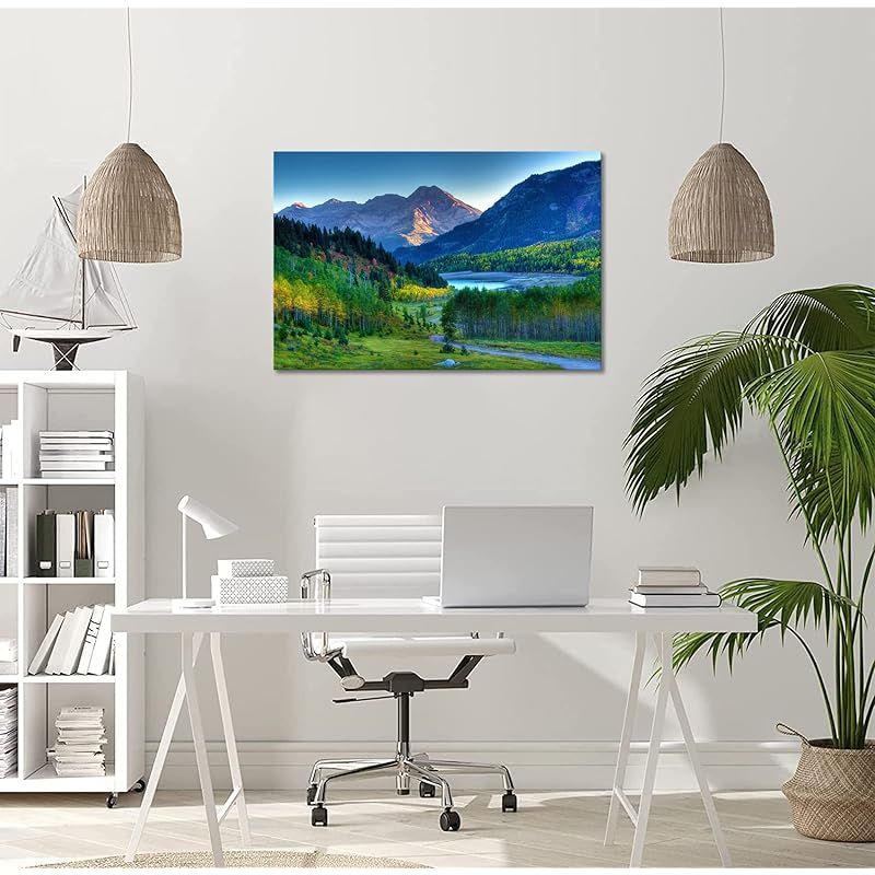 新品】 山 森 アートパネル 森林 緑色 自然風景 ポスター 風景画