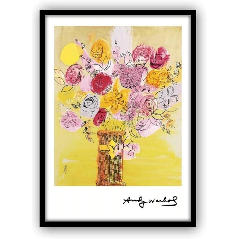 新品】 アンディウォーホル 黄色いお花の絵 A4サイズ フレーム付き