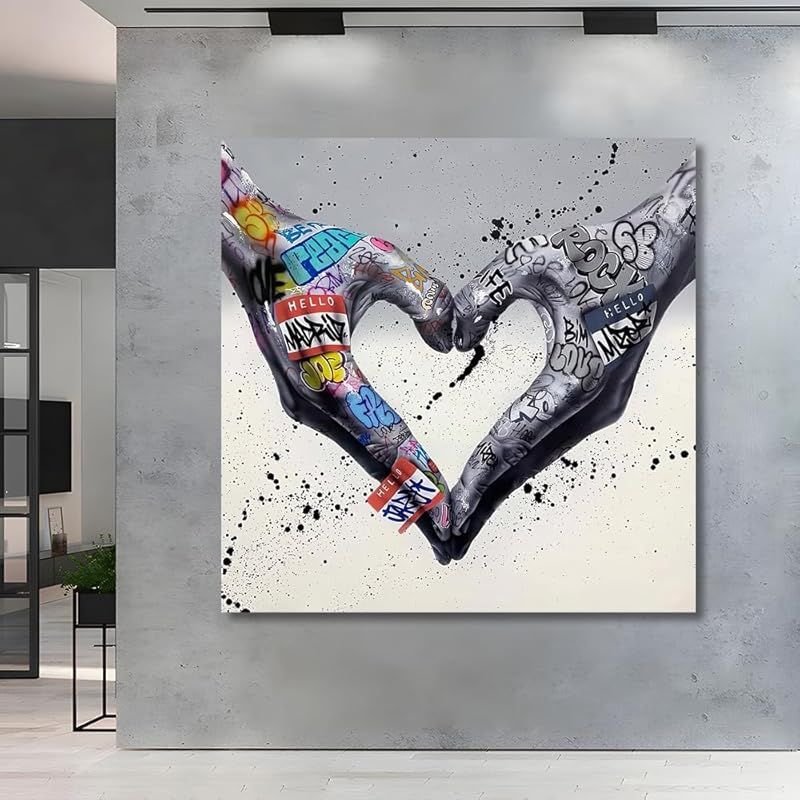 新品】 アートパネル ハート ストリート グラフティ W40cm H40cm