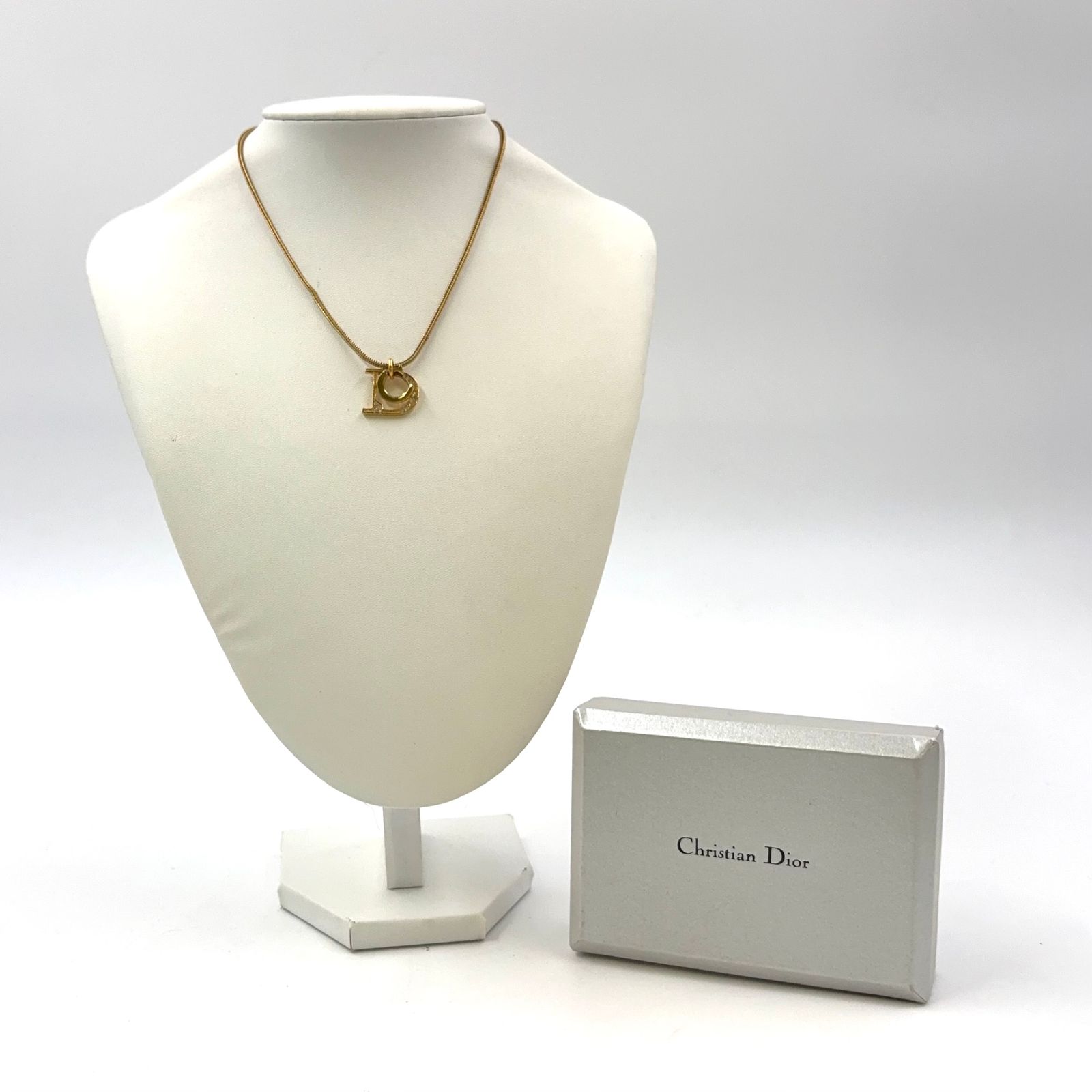 Christian Dior CDロゴ GP×ラインストーン ゴールド ネックレス - メルカリ