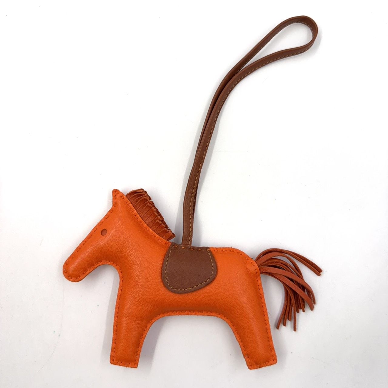 HERMES ロデオ バッグチャーム MM アニョーミロ レザー オレンジ