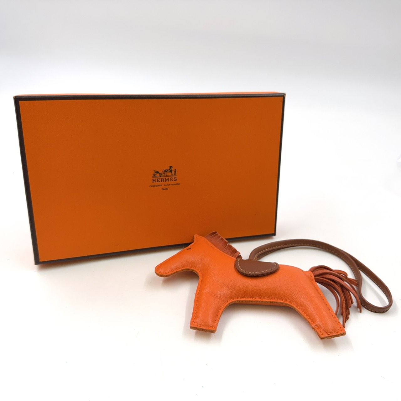 HERMES ロデオ バッグチャーム MM アニョーミロ レザー オレンジ