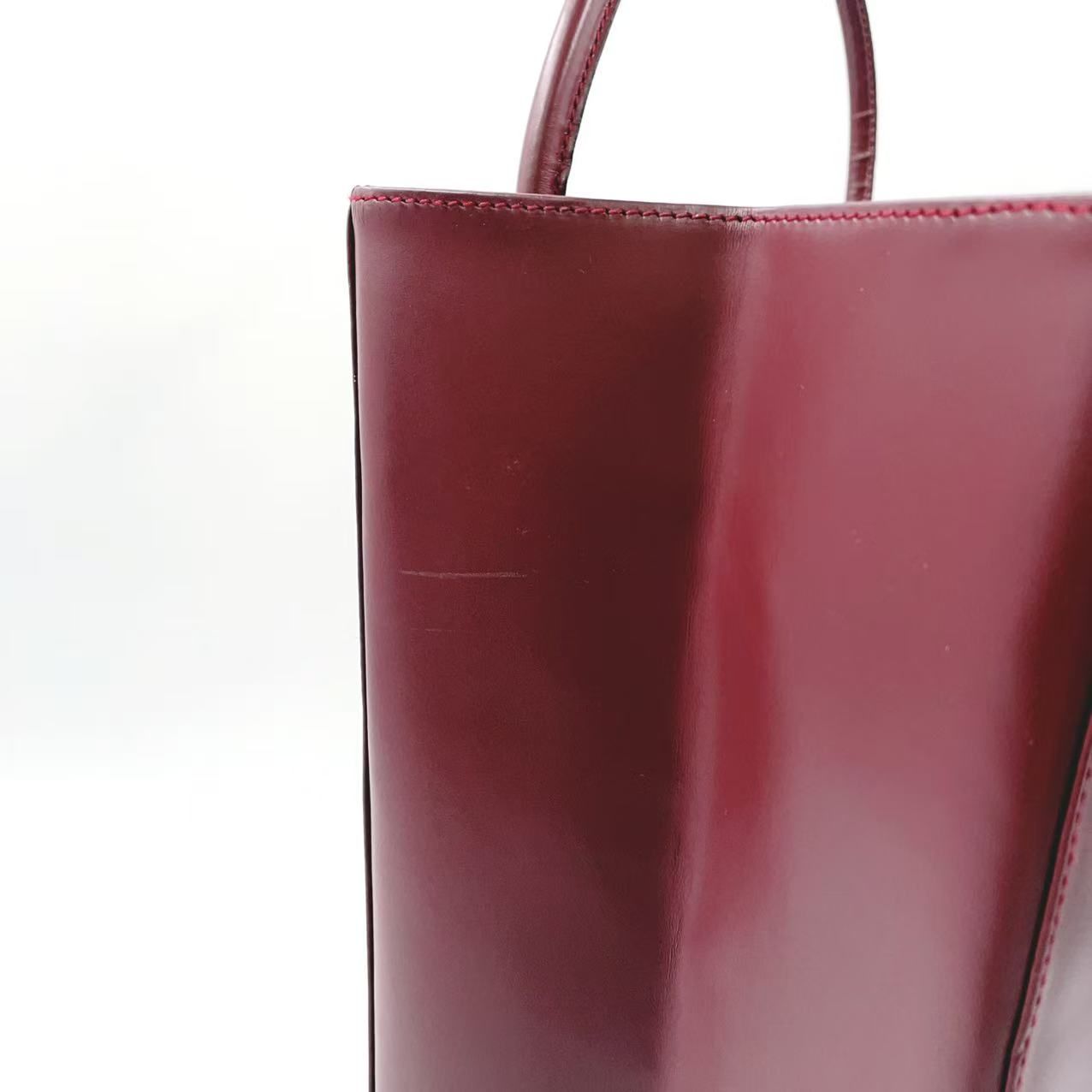 Cartier マストライン レザー レザー ボルドー トートバッグ ゴールド