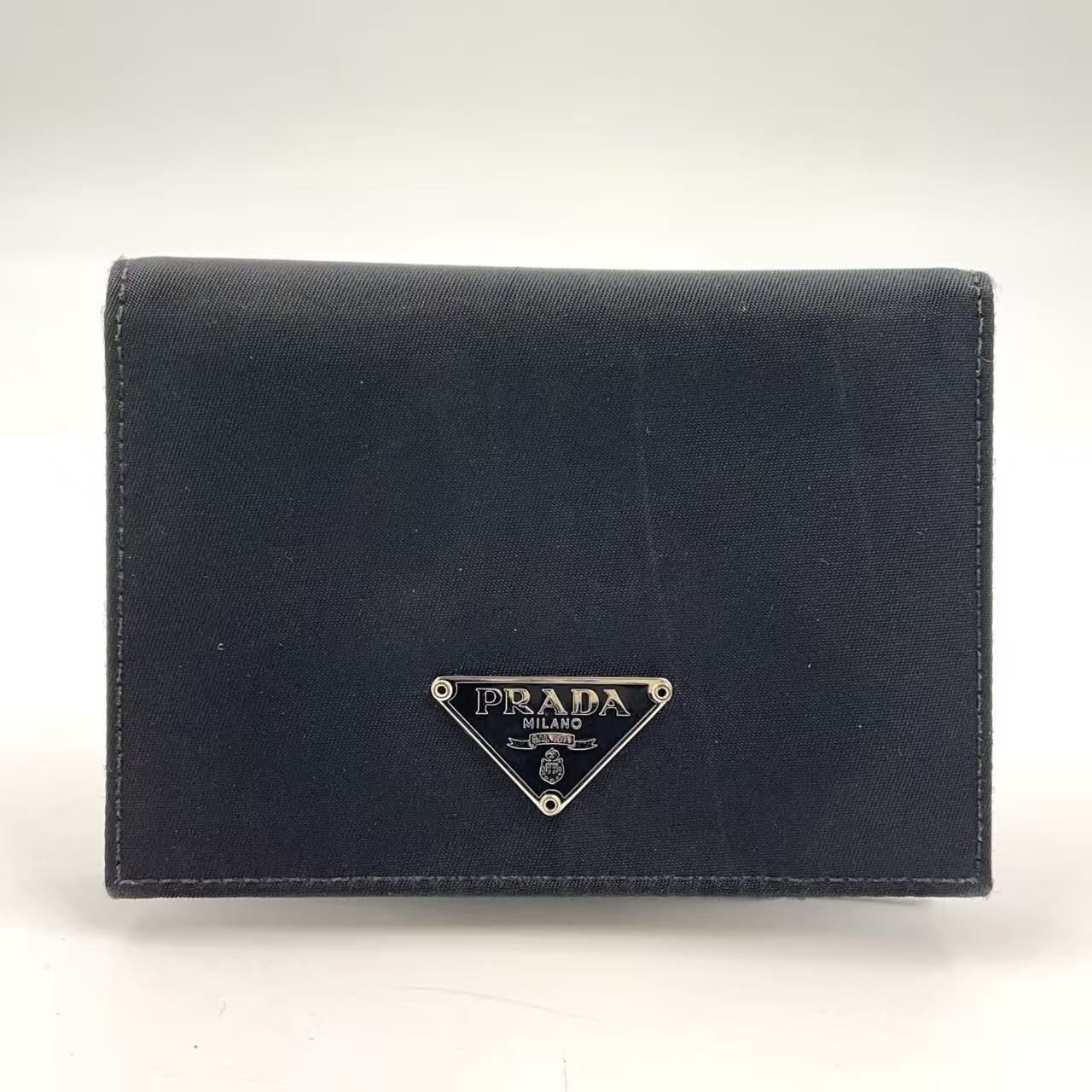 PRADA 三角ロゴ ナイロン レザー×ナイロン ブラック カードケース
