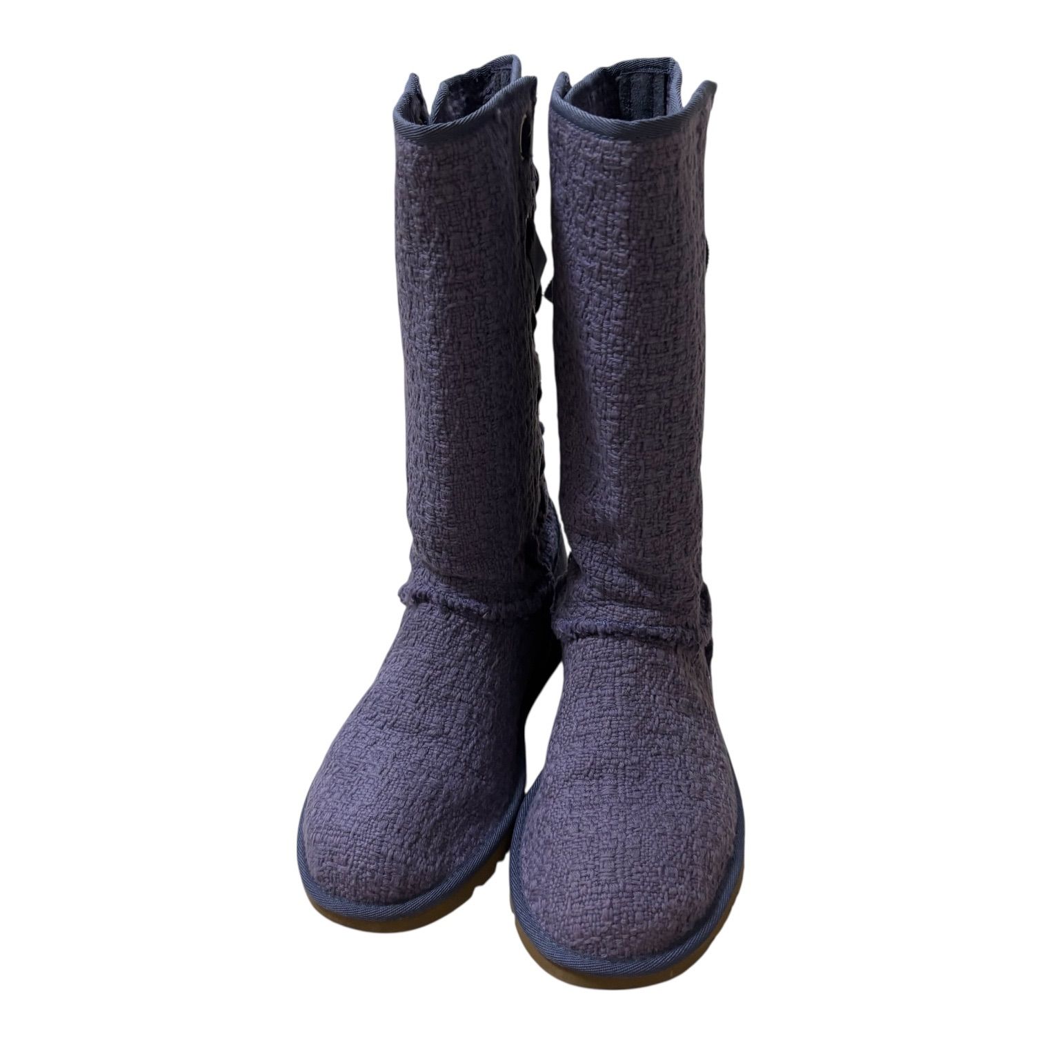 UGG アグ ロングブーツ パープル リボン バックレース ムートン 