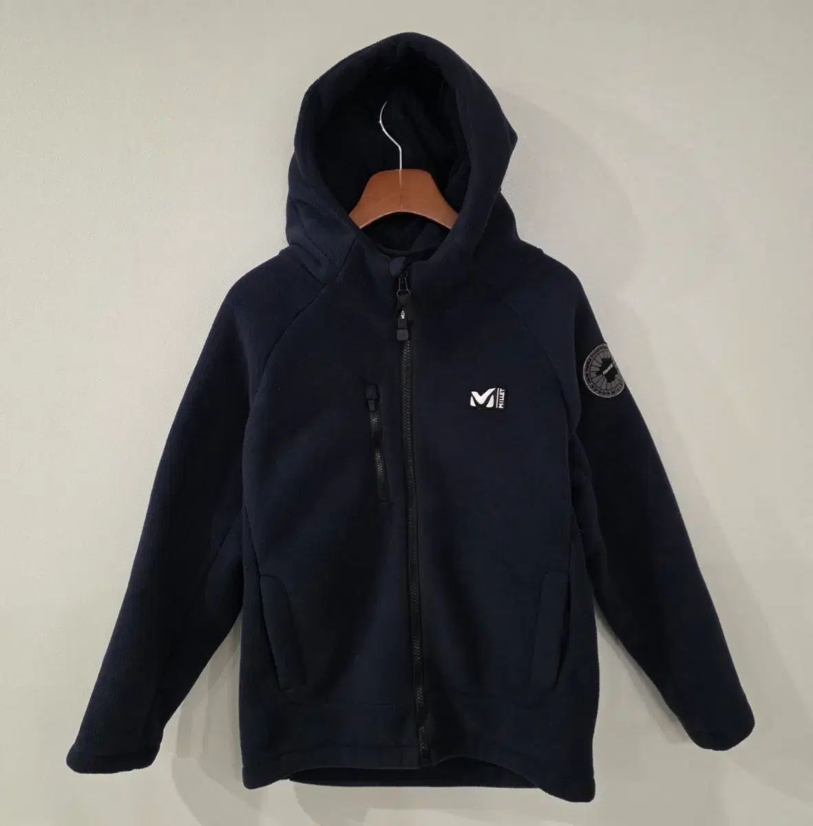 ミレー キッズ フード フリース ジャケット ネイビー 130