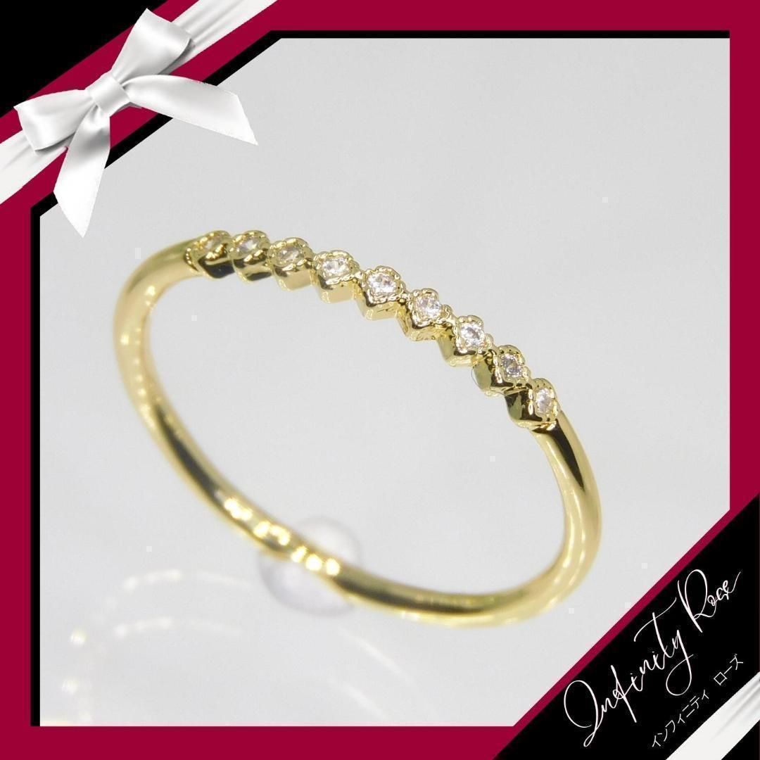 R027S）14号 シルバー極細の可憐で清楚なまん丸リング 爪留め仕様