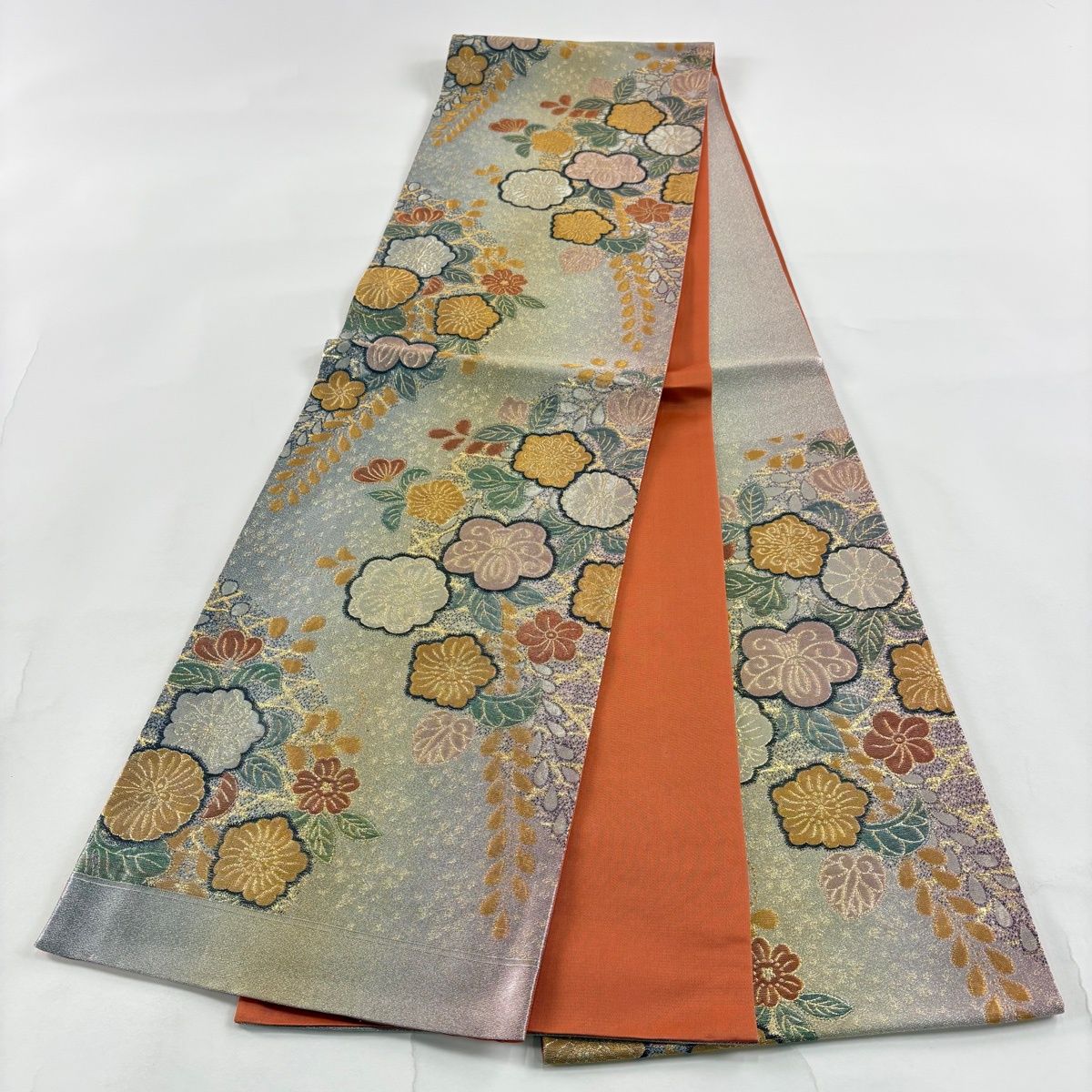 美品】 袋帯 秀品 辻が花柄 金銀糸 箔 銀色 六通 正絹 【中古】 - メルカリ