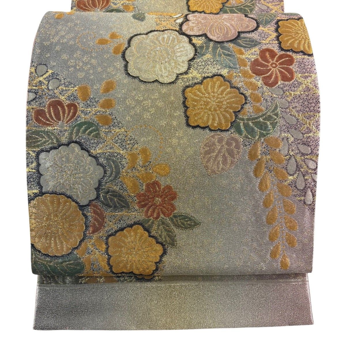 美品】 袋帯 秀品 辻が花柄 金銀糸 箔 銀色 六通 正絹 【中古】 - メルカリ