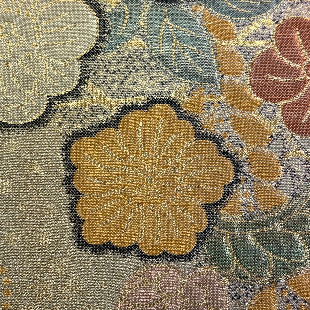 美品】 袋帯 秀品 辻が花柄 金銀糸 箔 銀色 六通 正絹 【中古】 - メルカリ