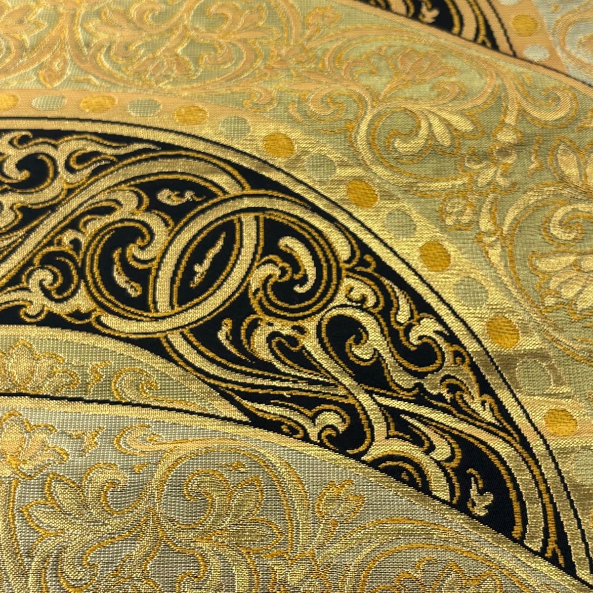 美品】 袋帯 逸品 龍村美術織物 落款 彩花円舞文 花唐草 金銀糸 箔