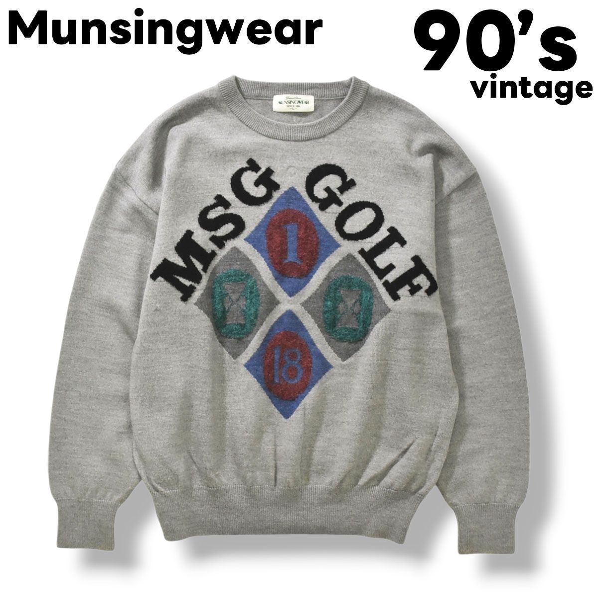 90sヴィンテージ マンシングウェア Munsingwear ビッグロゴ クルー