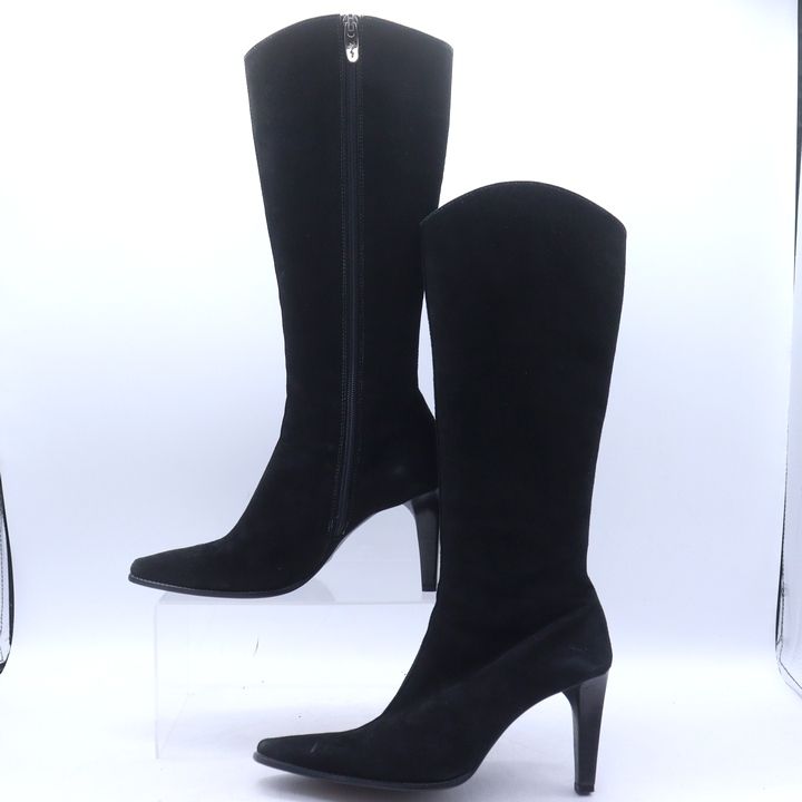 銀座かねまつ ロングブーツ ハイヒール ブランド シューズ 靴 黒