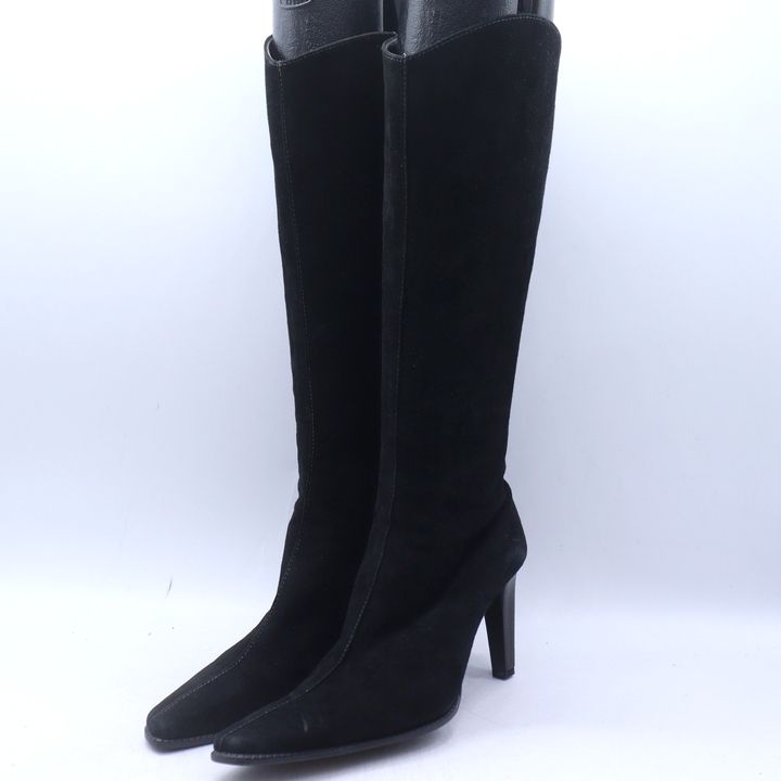 銀座かねまつ ロングブーツ ハイヒール ブランド シューズ 靴 黒