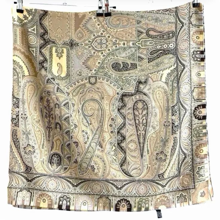 ETRO エトロ ペイズリー柄 ウール シルク 大判 ストール ショール