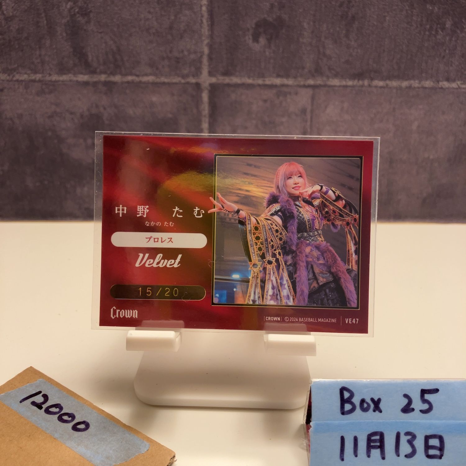 2024 BBM Crown 中野たむ Tam Nakano 15/20 プロレス Velvet 女子