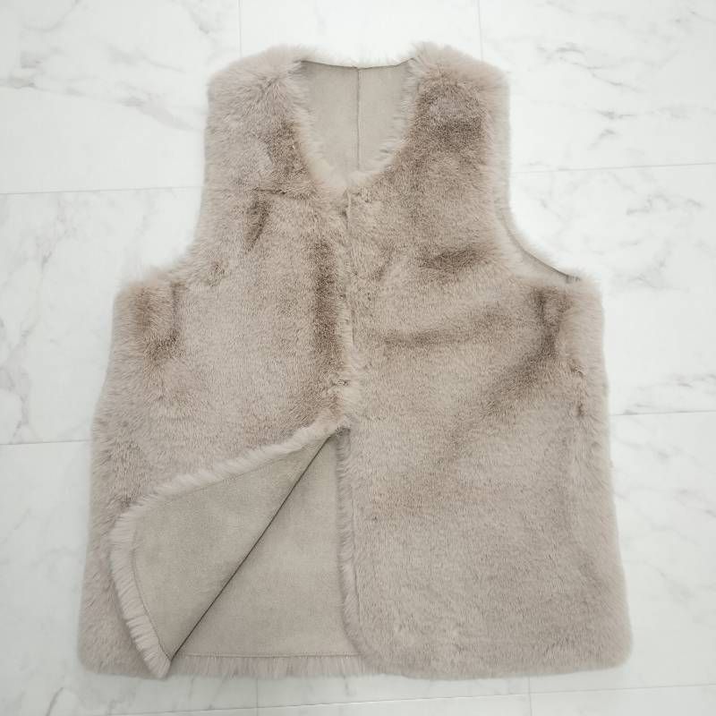 RISLEY リズレー ファーリバーシブル ベスト ジレ フェイクレザー