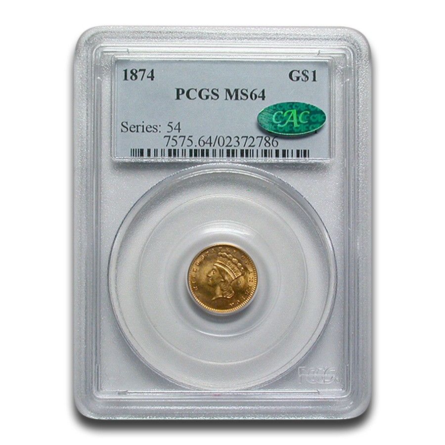 1874年 1ドル インディアンヘッドゴールド MS-64 PCGS CAC - メルカリ