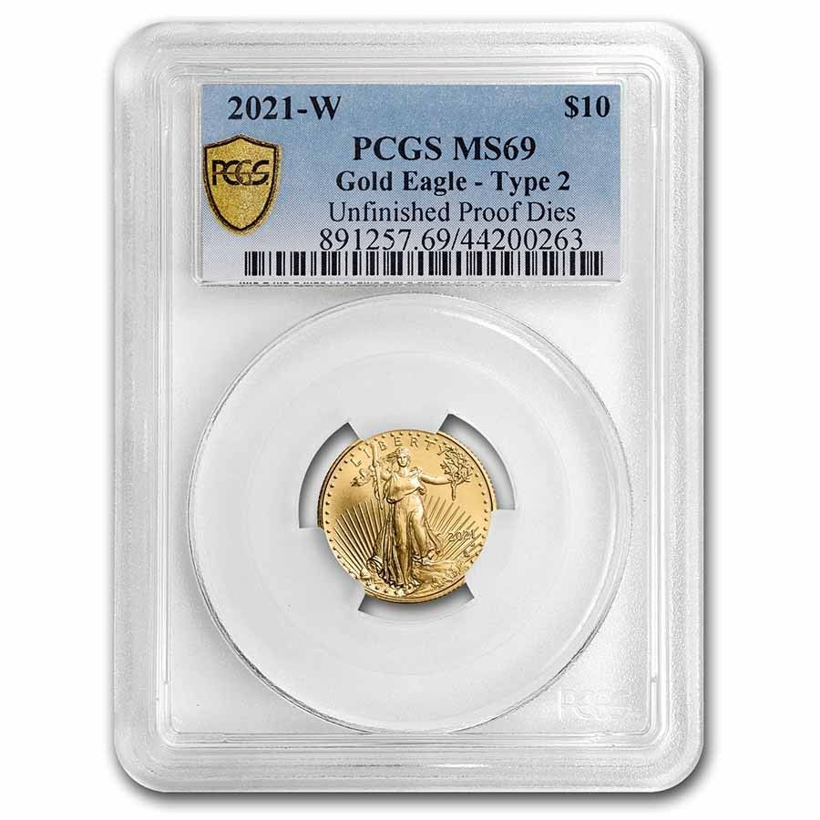 2021-W 1/4オンス ゴールドイーグル MS-69 PCGS（未完成プルーフダイス