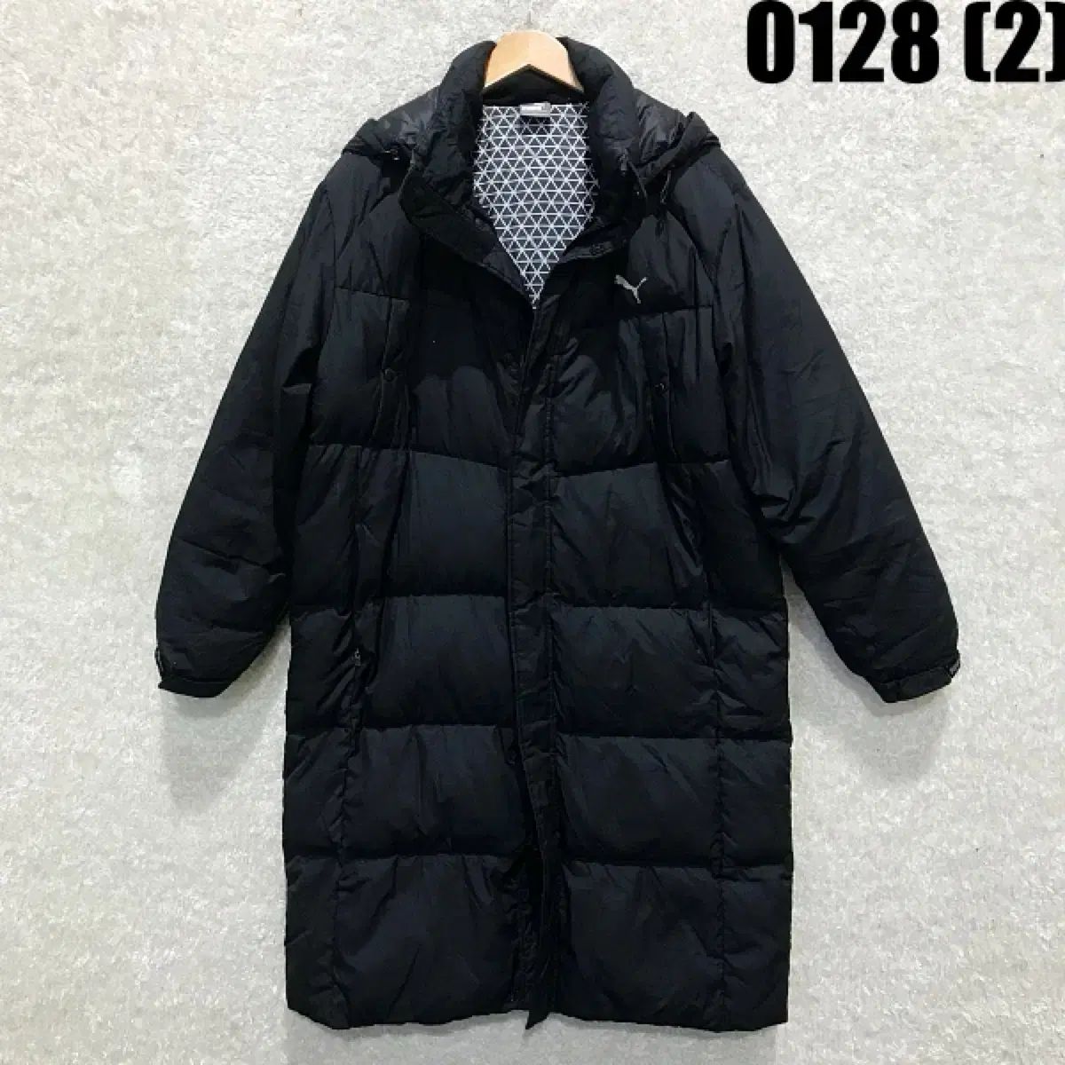 プーマ ブラック ダウンジャケット ロング丈 フード ダウン アウター xl