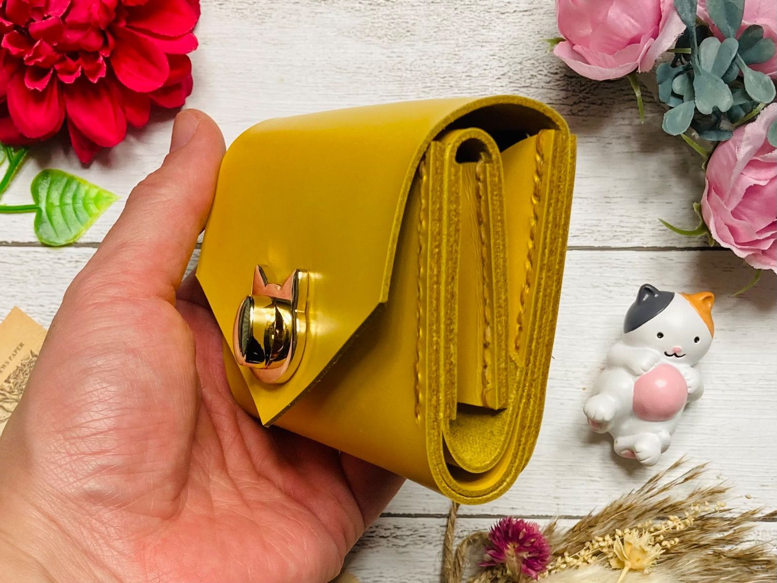 ❤【新色♪】【可愛さ×高級感♪】お洒落可愛い猫モチーフの総本革