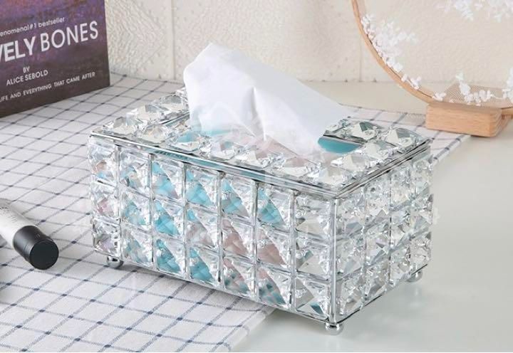 人気商品◇ティッシュボックスケース クリスタル シルバー 高級感