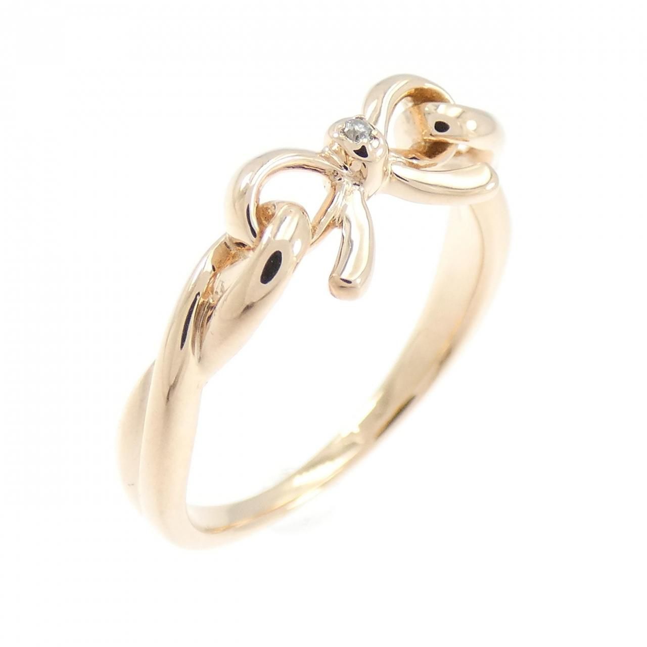 K10PG リボン ダイヤモンド リング - メルカリ