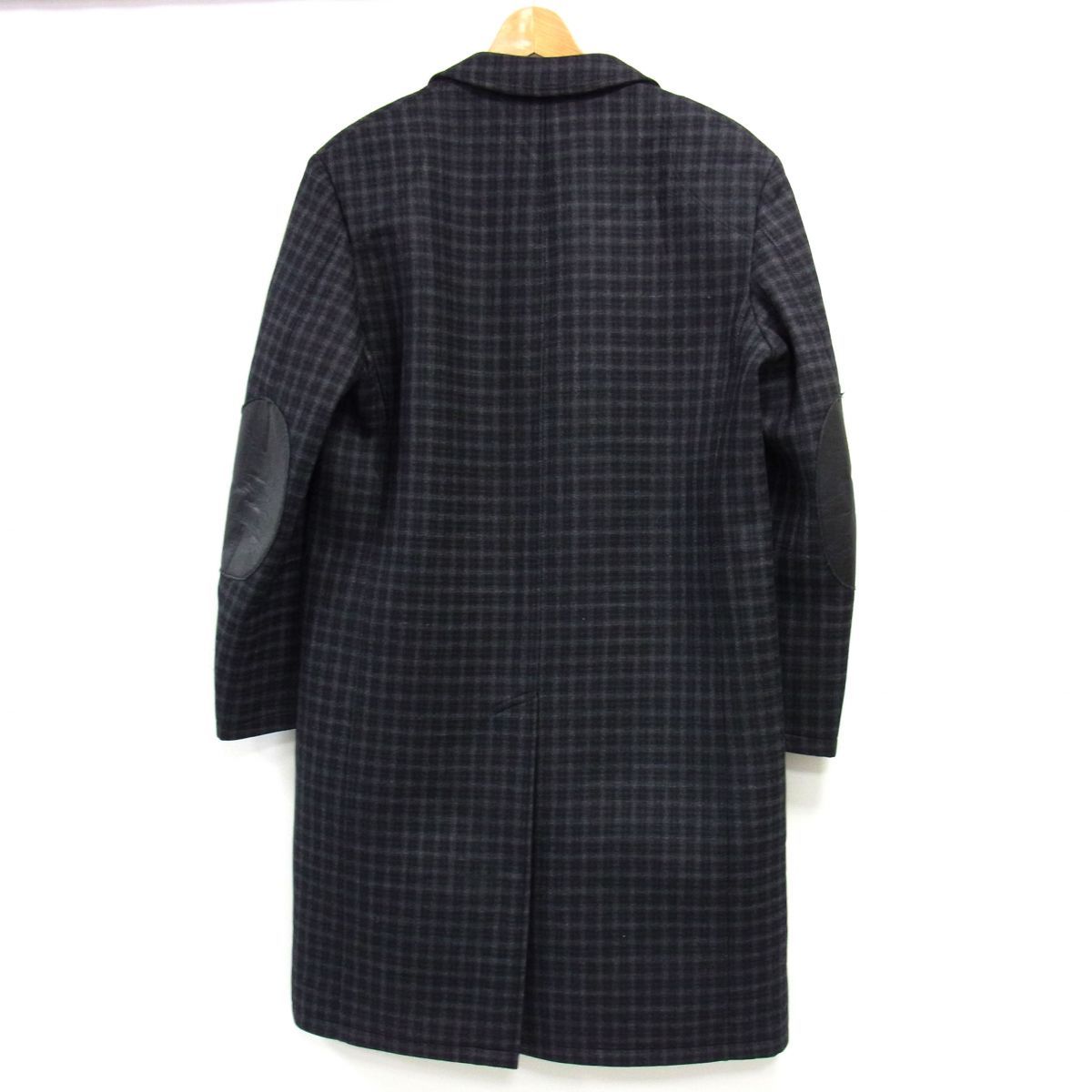 美品JUNYAWATANABE COMMEdesGARCONS MAN 16AW ボンディング チェスターコート チェック柄 エルボーパッチ 日本製 メンズ