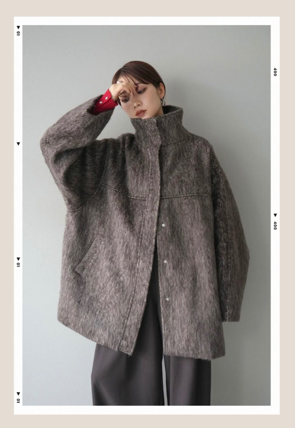 lumier シャギースタンドカラーコート ブラウン LIAN リュミエ - メルカリ