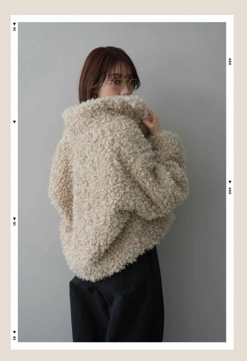 プードルファーミドルスタンドブルゾン アイボリー lumier リュミエ