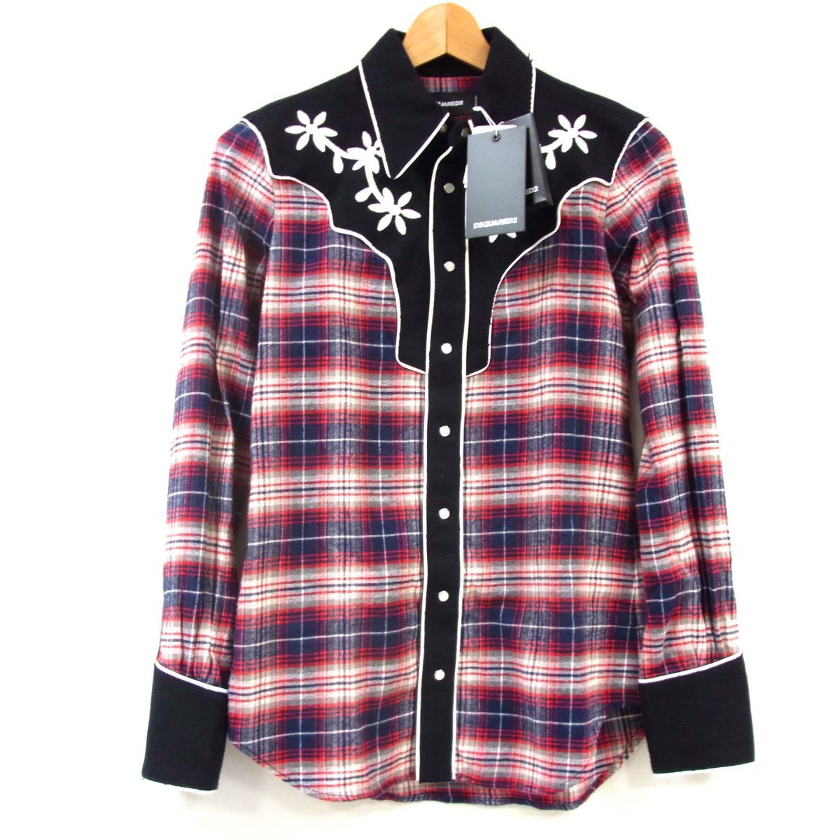 新品 定価115,000円◆DSQUARED2 18AW フランネルチェック スリム ウエスタンシャツ 長袖 イタリア製 ディースクエアード メンズ 新品 定価115,000円◇DSQUARED2 18AW フランネルチェック スリム