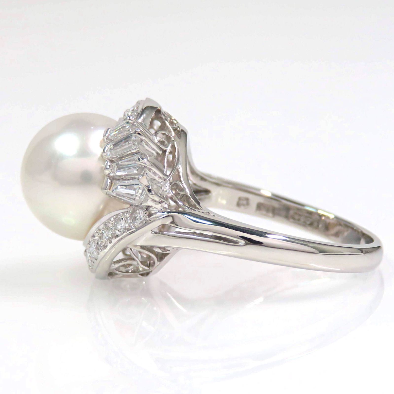 MIKIMOTO ミキモト Pt900 パール9.7mm ダイヤモンド0.62ct リング