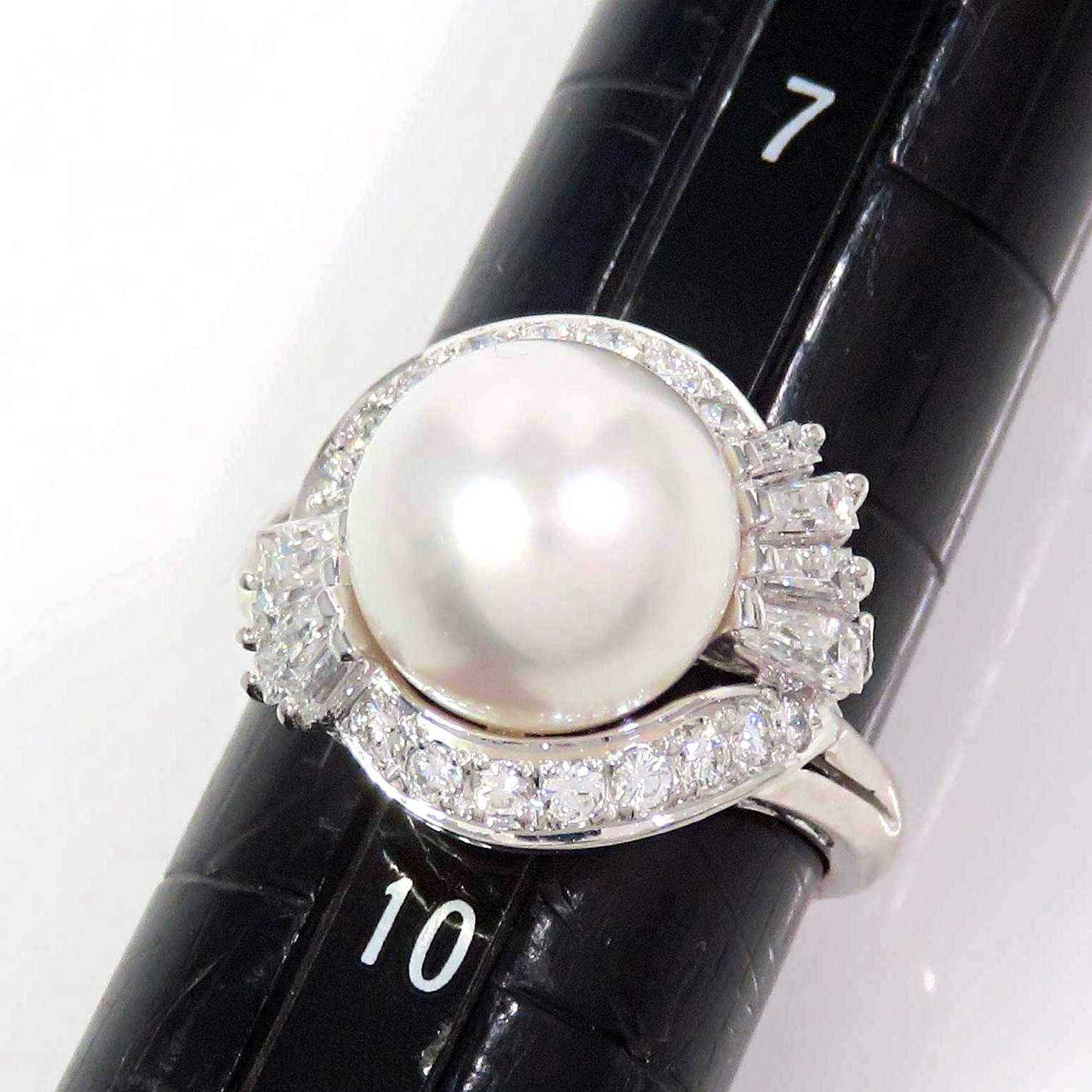 MIKIMOTO ミキモト Pt900 パール9.7mm ダイヤモンド0.62ct リング