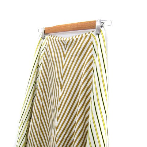 イエナ IENA フレアスカート ロング丈 マキシ丈 ストライプ柄 34 S 白