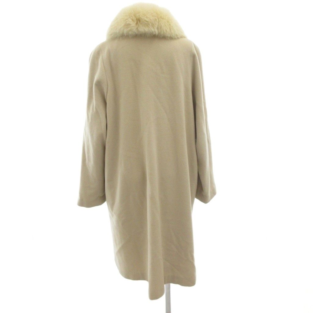 P2 ラビットファーコート ステンカラー カシミヤ混 L ベージュ ロング