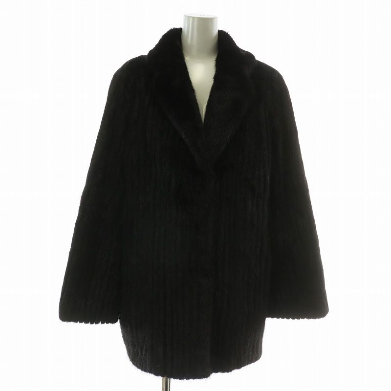 FARION ファーコート アウター 毛皮 ミンク ミドル 13 XL 茶色