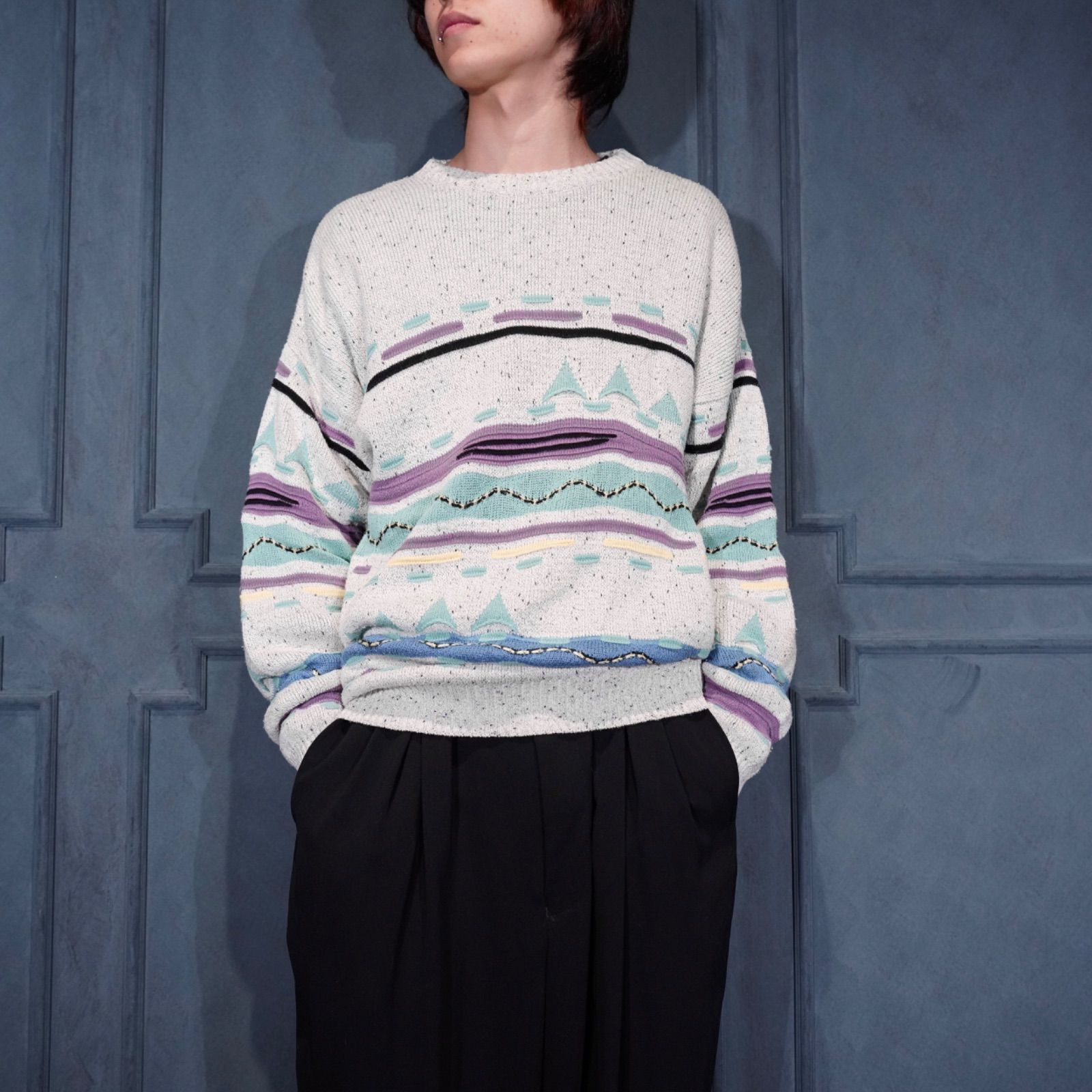 EU VINTAGE MODE DESIGN 3D KNIT/ヨーロッパ古着モードデザイン3D 