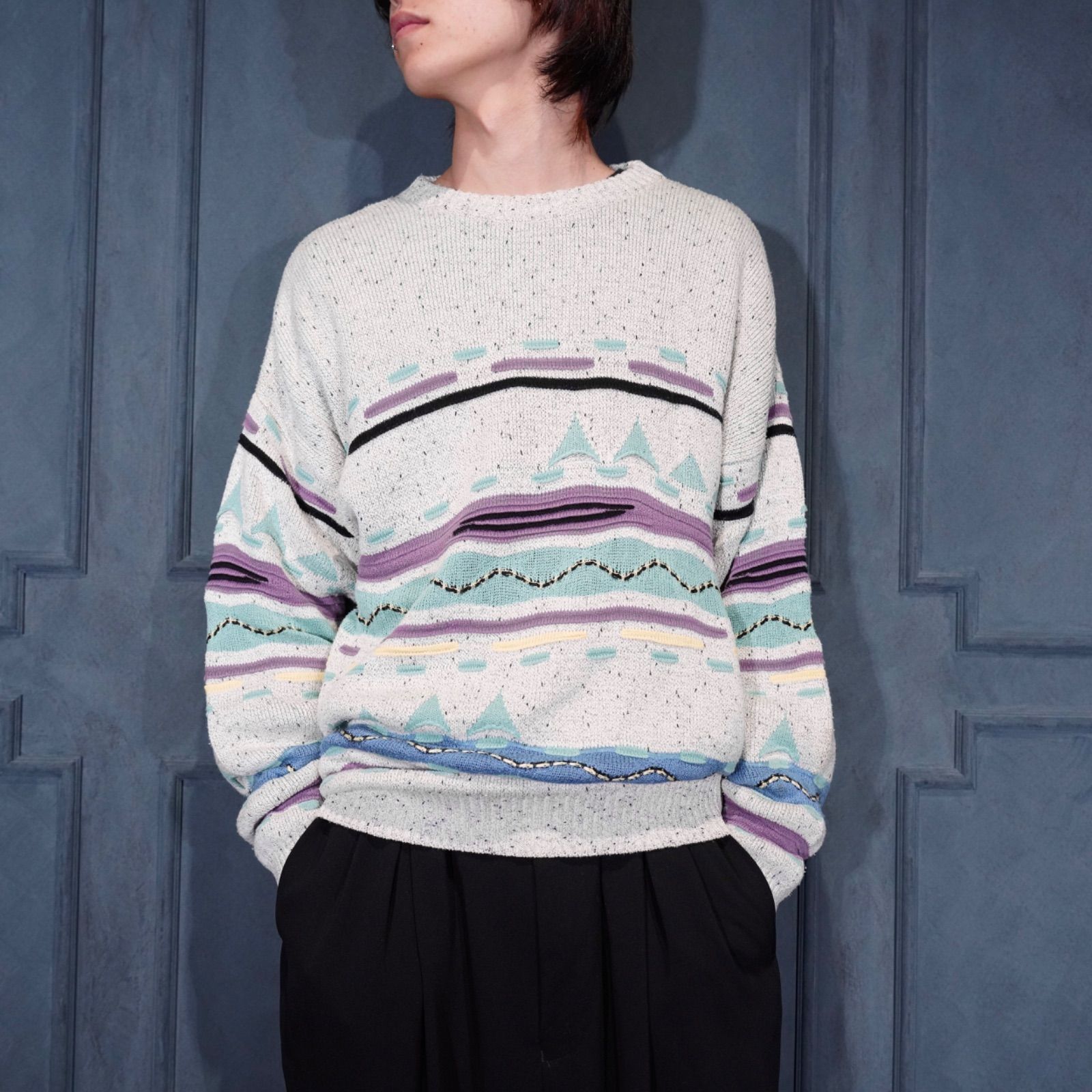 EU VINTAGE MODE DESIGN 3D KNIT/ヨーロッパ古着モードデザイン3D 