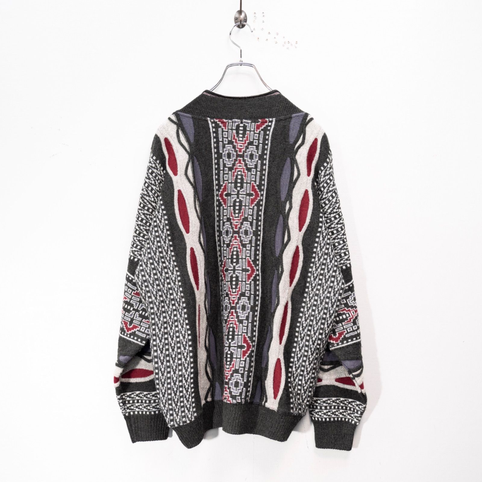 EU VINTAGE DI CANDIA 3D DESIGN ALPACA BREND WOOL V NECK KNIT MADE 